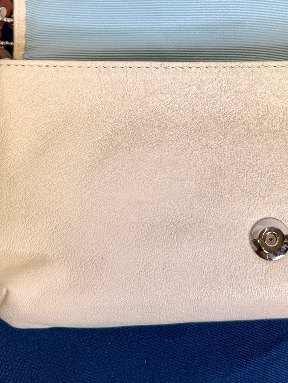 COACH Chalk Ivory Cream Brown Pleated Leather Baguette Demi Shoulder Bag - Picture 8 of 10